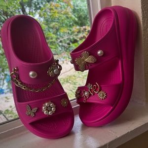 💗🩷💎 Barbie Pink Crocs platform Sandals 💎🩷💗